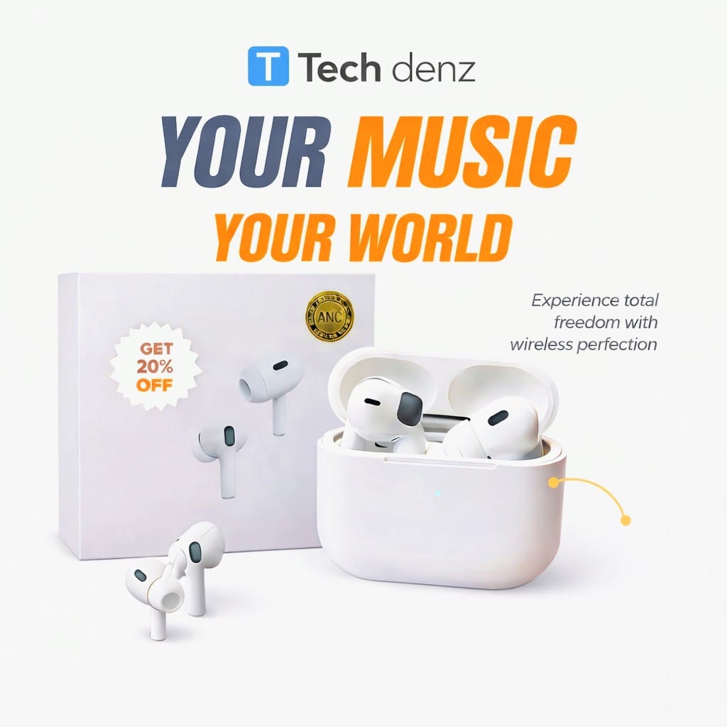 AirPods Pro Wireless Earbuds – ANC | Deep Bass | Long Battery | iOS & Android